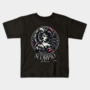 Scorpio's Sting: The Enigmatic Enchanter - Pin up Vintage Retro Zodiac Sign Kids T-Shirt